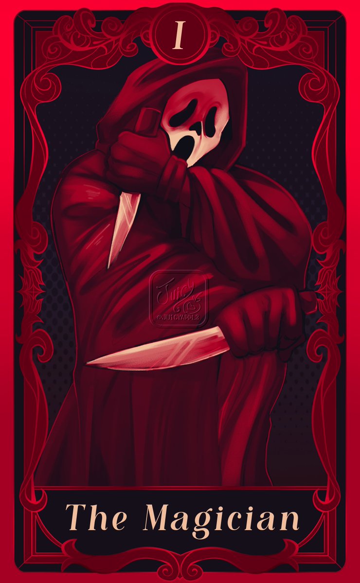 apple_juicyy29's tweet photo. 𝐇𝐀𝐋𝐋𝐎𝐖𝐄𝐄𝐍 𝐓𝐀𝐑𝐎𝐓
This month I set myself a challenge for the month of horror 👁️💞 I'll be drawing all 22 cards of the Major Arcana tarot using iconic horror characters.
Today I've completed four:
-Art the Clown
-Ghostface
-valak
-Carrie https://t.co/W5eP2stqCn