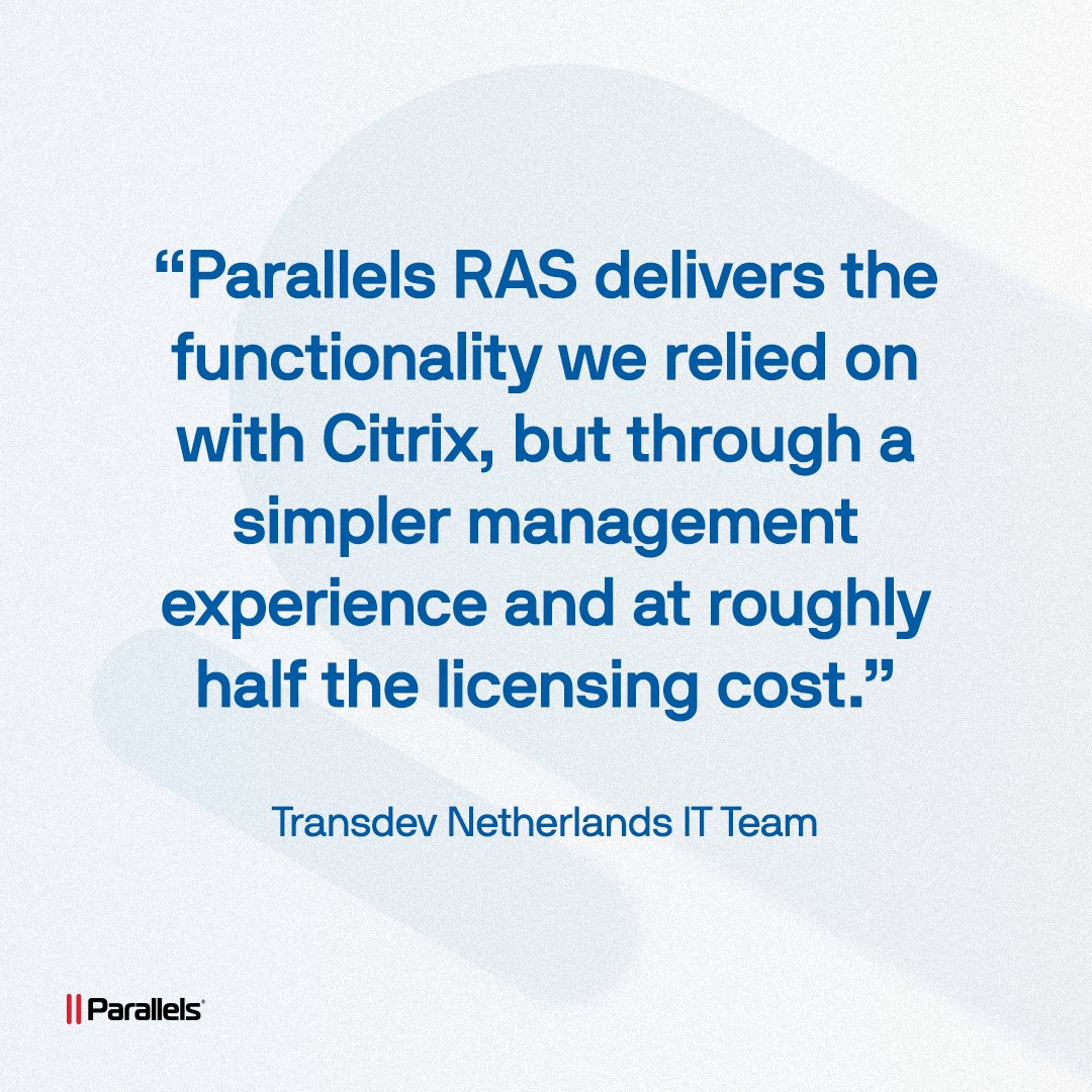 parallels's tweet photo. Transdev Nederland transitioned to Parallels RAS while keeping its existing hardware and supporting legacy apps throughout the move. 

The result? Simpler management and roughly 50% lower licensing costs.

Get the full details on how they made the switch: https://t.co/DTjPGG1XmB https://t.co/mAPJngg2Ps