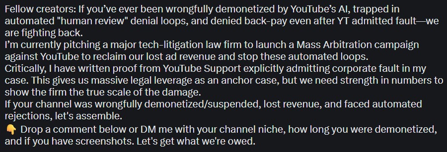 DarrnellBradley's tweet photo. Even if you've gotten remonetized! https://t.co/ckTwyTKFdP
