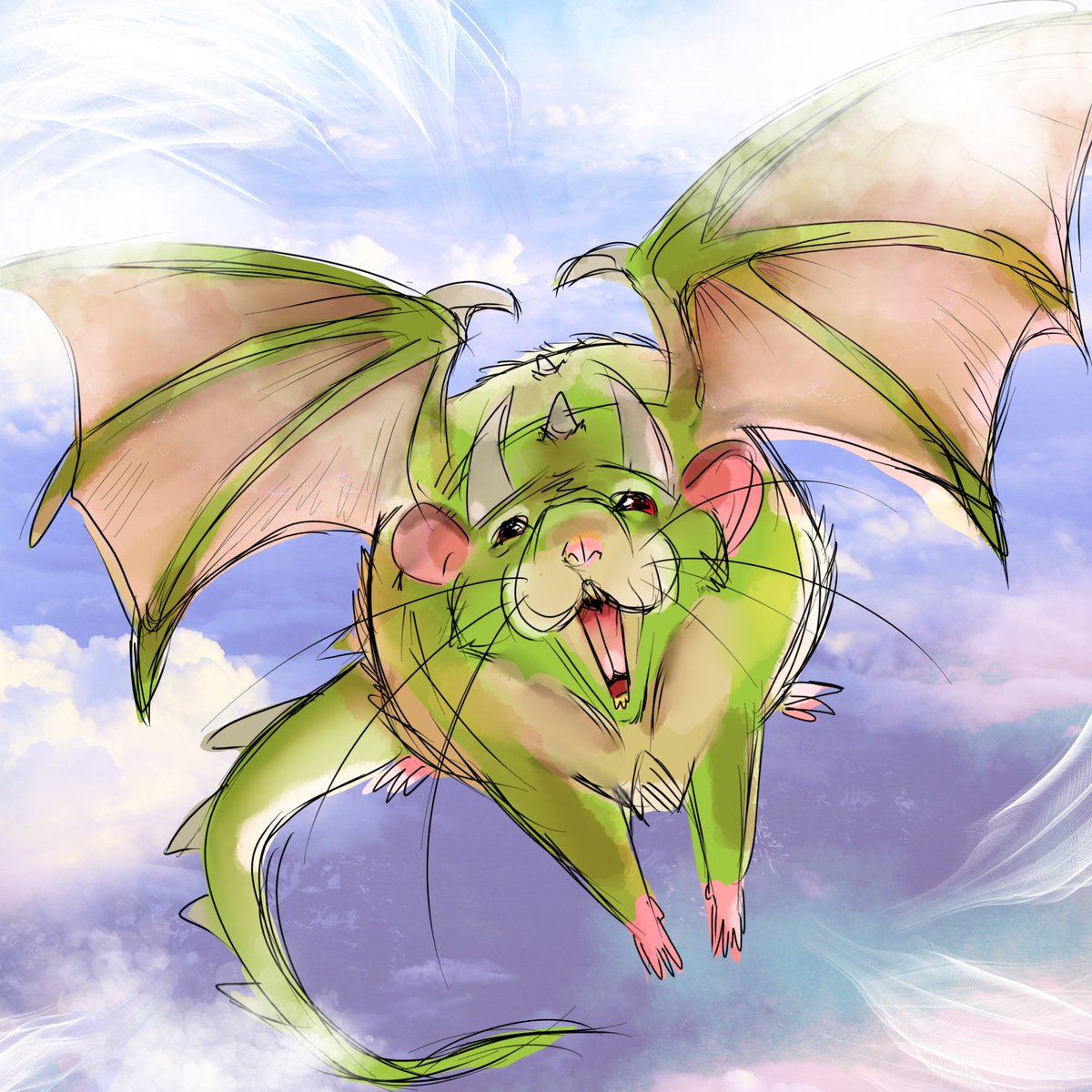 Sadface_Usui's tweet photo. Day 5: Dragon Rat
#rattober #rattober2026 #beansrattober

QUICK, DUCK, I mean, DRAGON... RAT!! https://t.co/I64WBEI3Yw