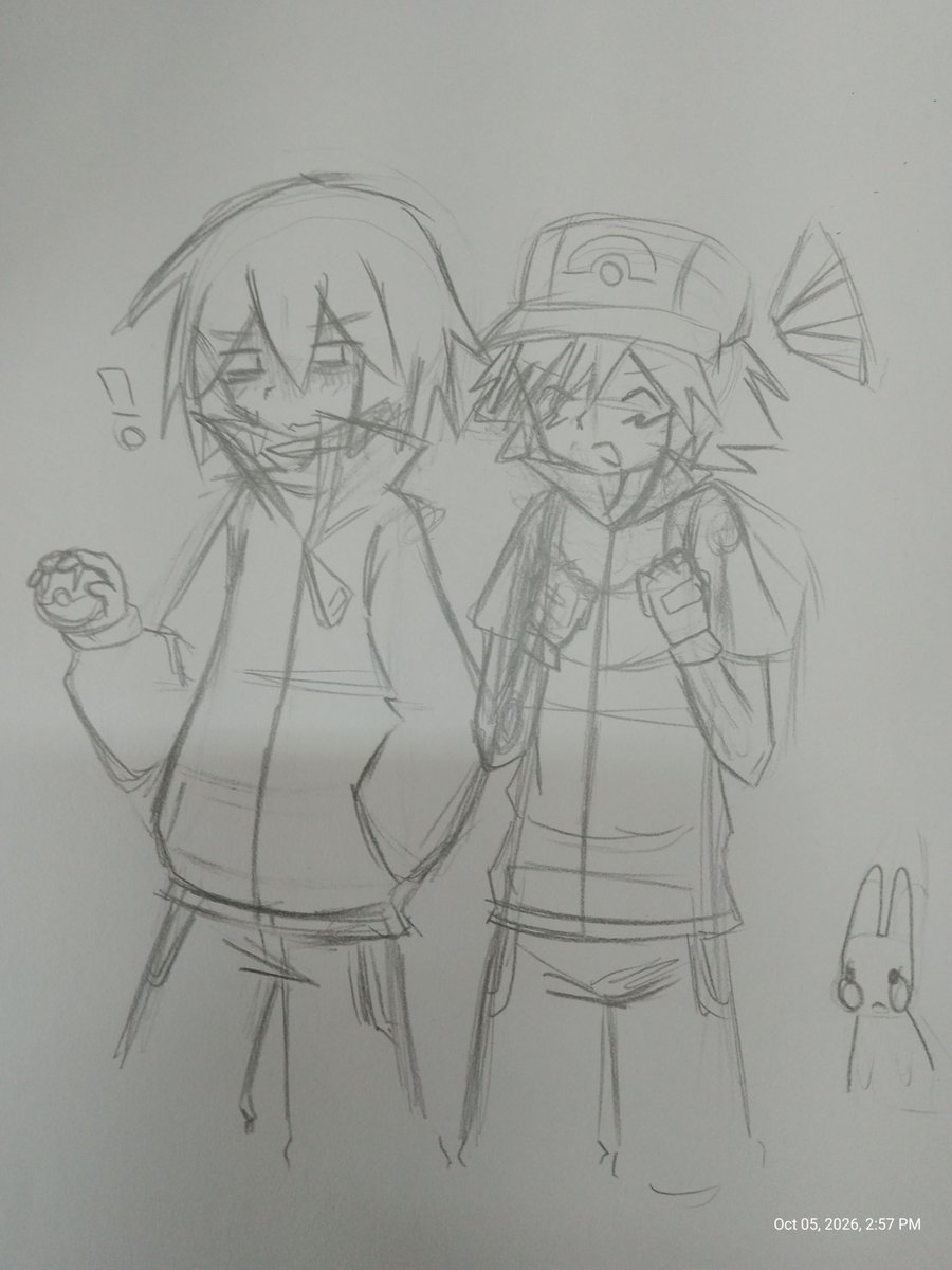 PaulFromPkmn's tweet photo. G-get lost!! (I'll draw it digitally later and ignore Pikachu....) https://t.co/IxdDgCOa5b