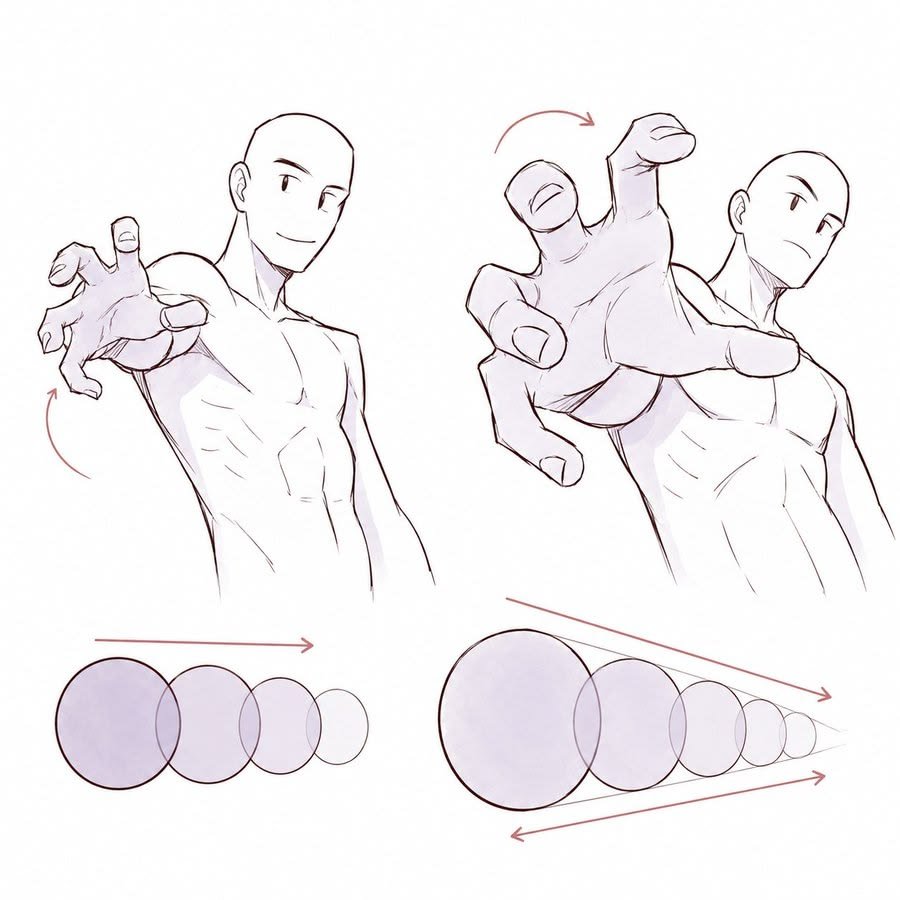 comixsenpai2005's tweet photo. Foreshortening finally clicked for me when I saw this 👀 https://t.co/xEUuU4Fyjz