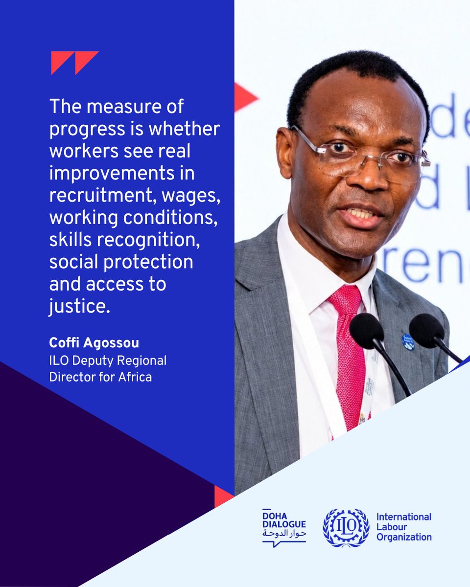 ILOAfrica's tweet photo. At the #DohaDialogue in Dar es Salaam, ILO Deputy Regional Director for Africa @Coffi_Agossou, highlights what fair and sustainable labour mobility should deliver for workers, employers and economies across Africa and the Arab States.
 
#LabourMigration #DecentWork https://t.co/djoZauL0Cb