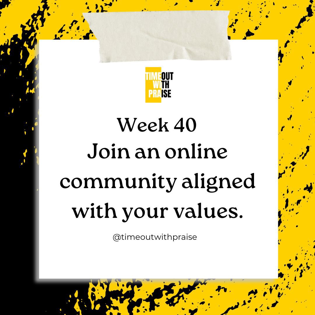 TimeoutwithP's tweet photo. ✨Week 40✨

Join a community where you can learn, connect, grow, share, and meet people who value the things you value.

Your community can shape your journey. Choose yours intentionally. 💛

#52weeksoffriendships 
#friendship 
#community 
#timeoutwithpraise 
#friendshipmatters https://t.co/WR2Bfg5ASc