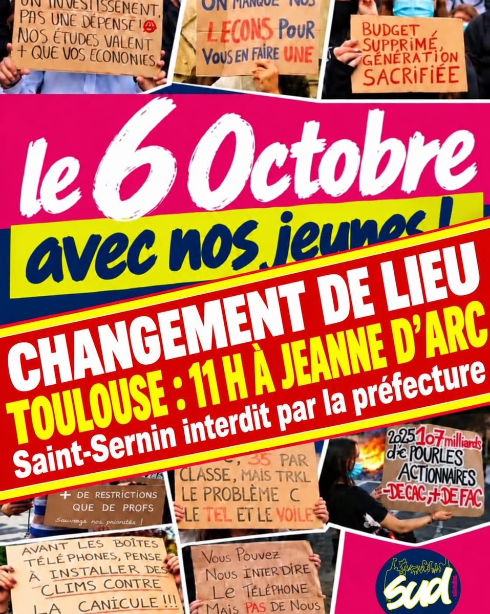 fopossum's tweet photo. Toulousains ! Attention c'est Jeanne d'Arc demain !

#Toulouse #Lycéens #6octobre https://t.co/FYca19YeX9