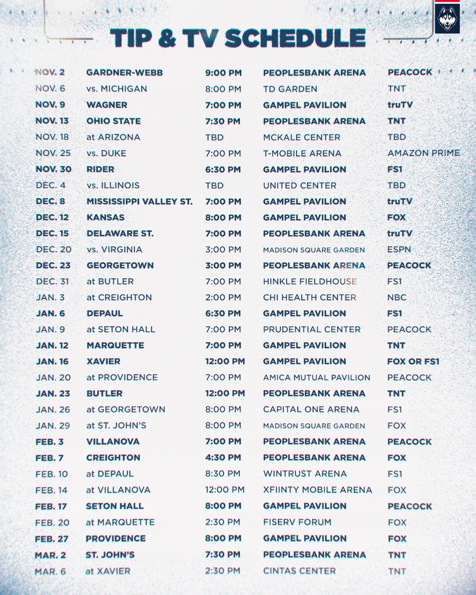 UConnMBB's tweet photo. Got the full 2026-27 slate ready to go 🔥 https://t.co/r40yLPe1Ji