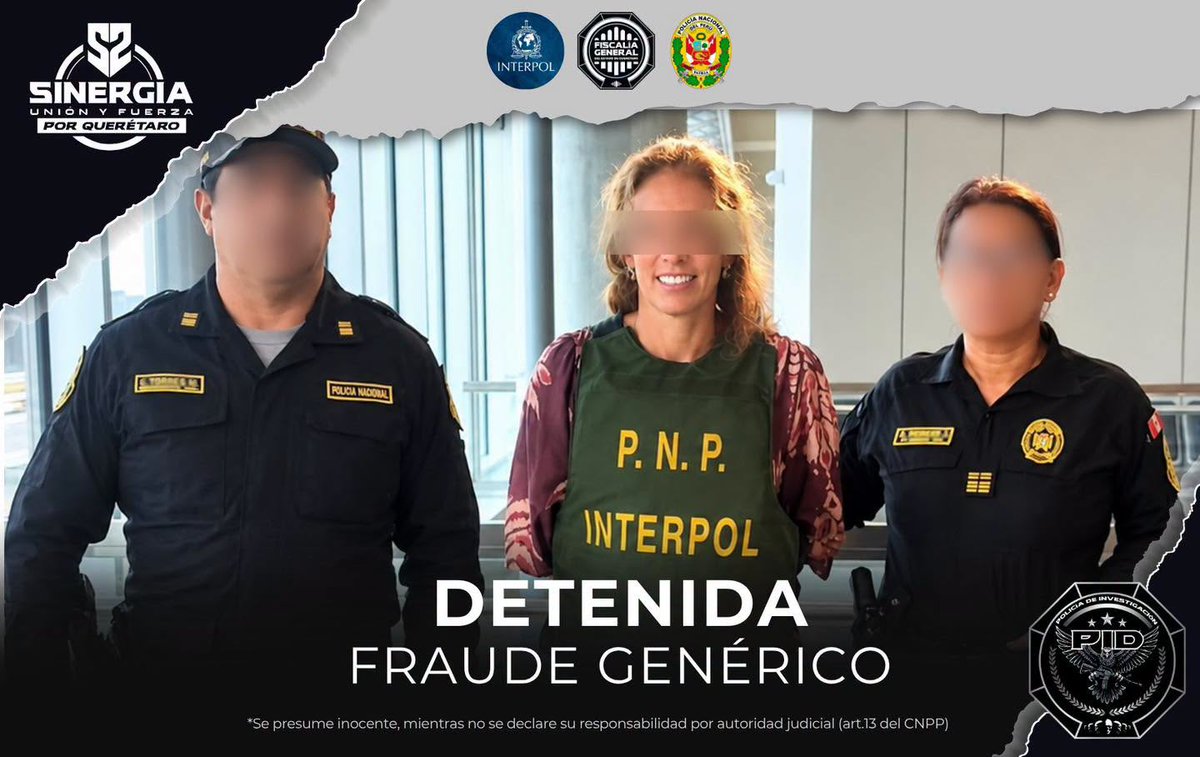 codice_informa's tweet photo. 🚨La Fiscalía de Querétaro (@fiscaliaqro) informó que María “N” fue detenida en Lima, Perú, debido a una orden de aprehensión vigente por su presunta intervención en el delito de fraude genérico.

#Querétaro #Sucesos #Seguridad #Justicia #CódiceInformativo https://t.co/VmC24giNUS