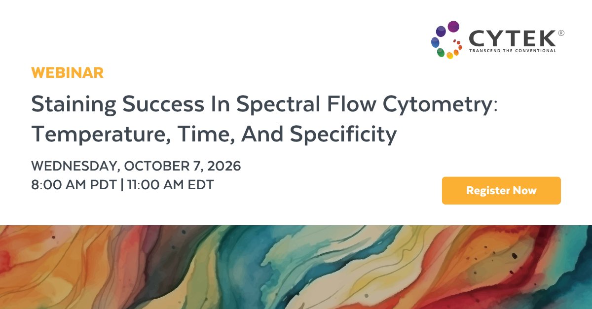CytekBio's tweet photo. Join us in two days for the webinar, “Staining Success In Spectral Flow Cytometry: Temperature, Time, And Specificity.” Pick up practical tips to optimize your staining strategy and improve data quality. Don’t forget to save your seat: https://t.co/pV9aAJ61bP
#flowcytometry https://t.co/dssyNJOgLA