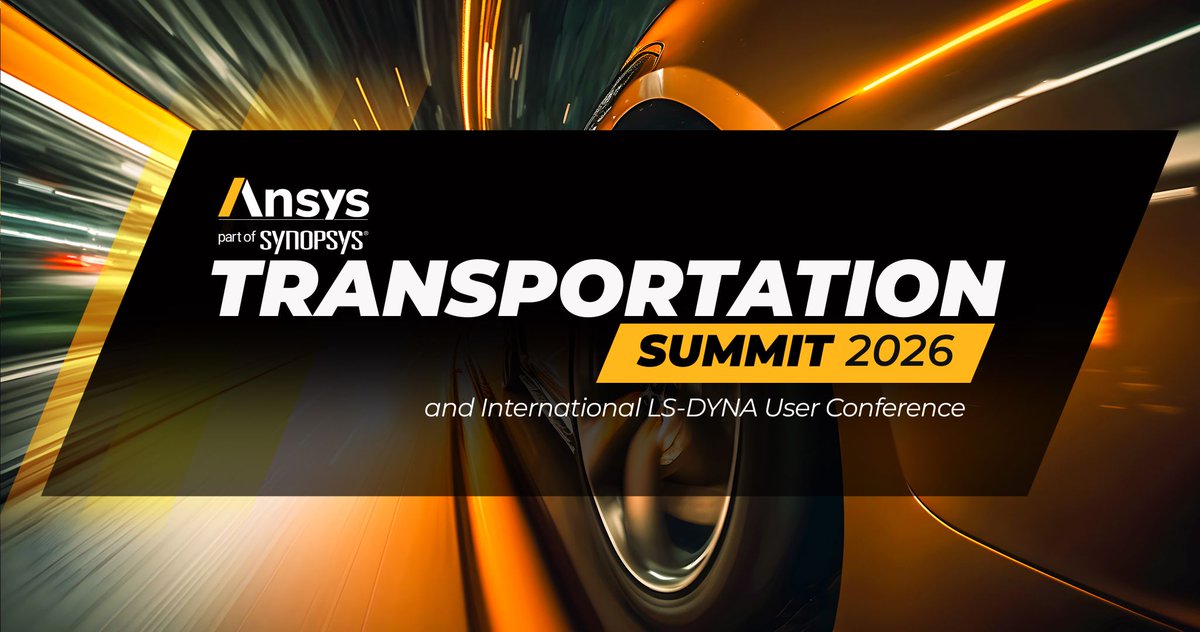 ANSYS's tweet photo. The 2026 Ansys Transportation Summit is almost here! 🚘

📅 October 13-14, 2026
📍 Saint John's Resort, Plymouth, Michigan
👉 https://t.co/NuVhp6K8Bg

Industry leaders, engineers, researchers, and innovators will come together to shape the future of mobility, safety, and software-defined vehicles.

Join us for technical sessions, customer success stories, interactive workshops, and networking opportunities designed to inspire new ideas and show how simulation-driven innovation is accelerating transportation development.

Register now at the link above! ☝️