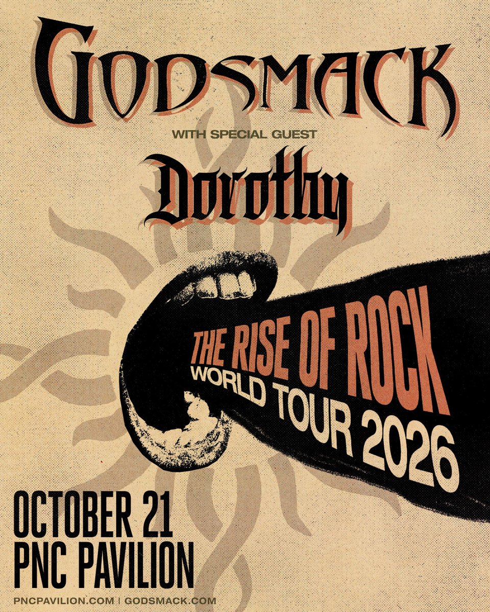 riverbendpnc's tweet photo. Who was there in 2024 when @godsmack performed an intimate evening of acoustic music at The Andrew J Brady Music Center®? 🙋🏽‍♂️ Well, they're back in town later this month at PNC Pavilion for The Rise of Rock Tour—and this time, they're turning the amps up! 🔊

🎟️ Grab your tickets now to the October 21 show at https://t.co/dSeJBqJ6VE