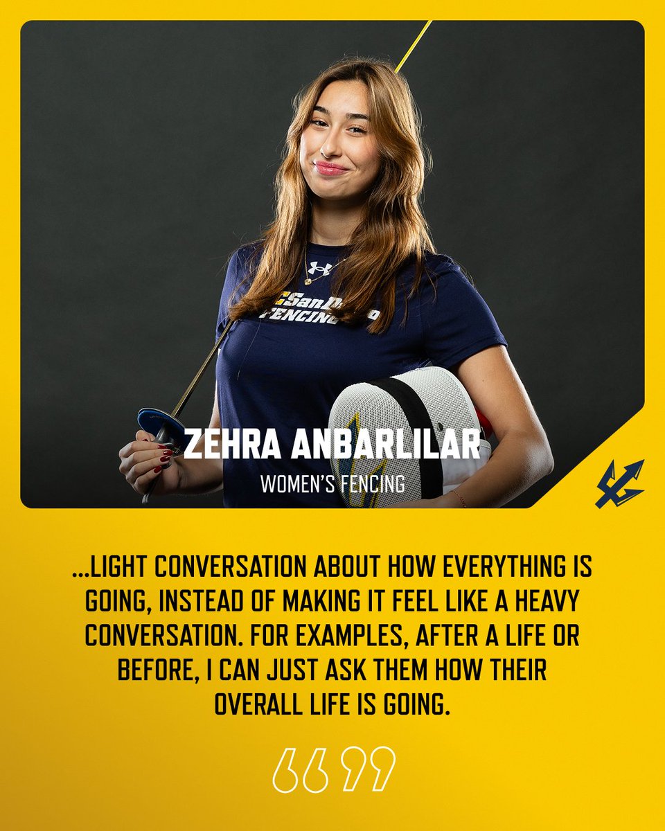 UCSDtritons's tweet photo. How do you check in on a teammate?

Sometimes it starts with a simple “How are you?”

Hear how Triton scholar-athletes start conversations with the people around them.

#CheckOnYourTeammate #ScholarAthleteMentalHealthWeek #SAMHW26 #GoTritons https://t.co/Eb8L30bd7o