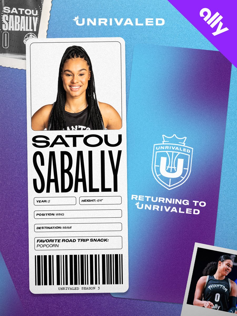 Unrivaledwbb's tweet photo. Satou Sabally is Unrivaled 👑
Satou returns for season three on a multi-year deal.
Presented by @Ally https://t.co/6mA6AHcF5x