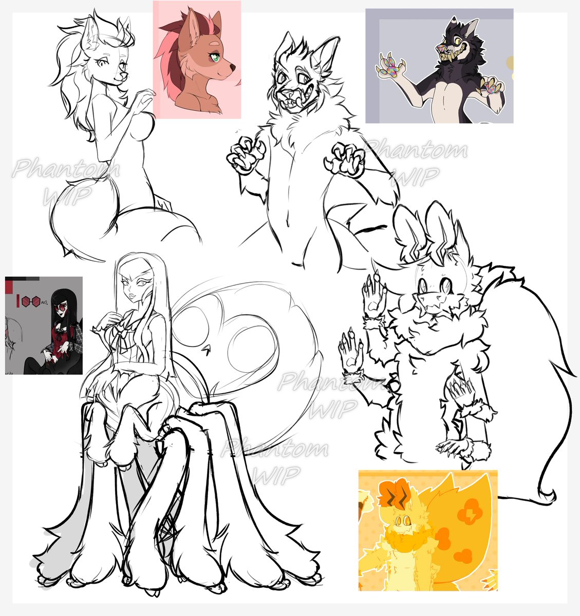 Phant0XGh0st's tweet photo. Working on 4 free character requests for some awesome OCs I found! I'll be sharing them here gradually as they're finished. Owners, I'll DM you the final files when ready! 
#art #WIP #oc #furryart #commissions #freeart https://t.co/vzAI5fM1Ie