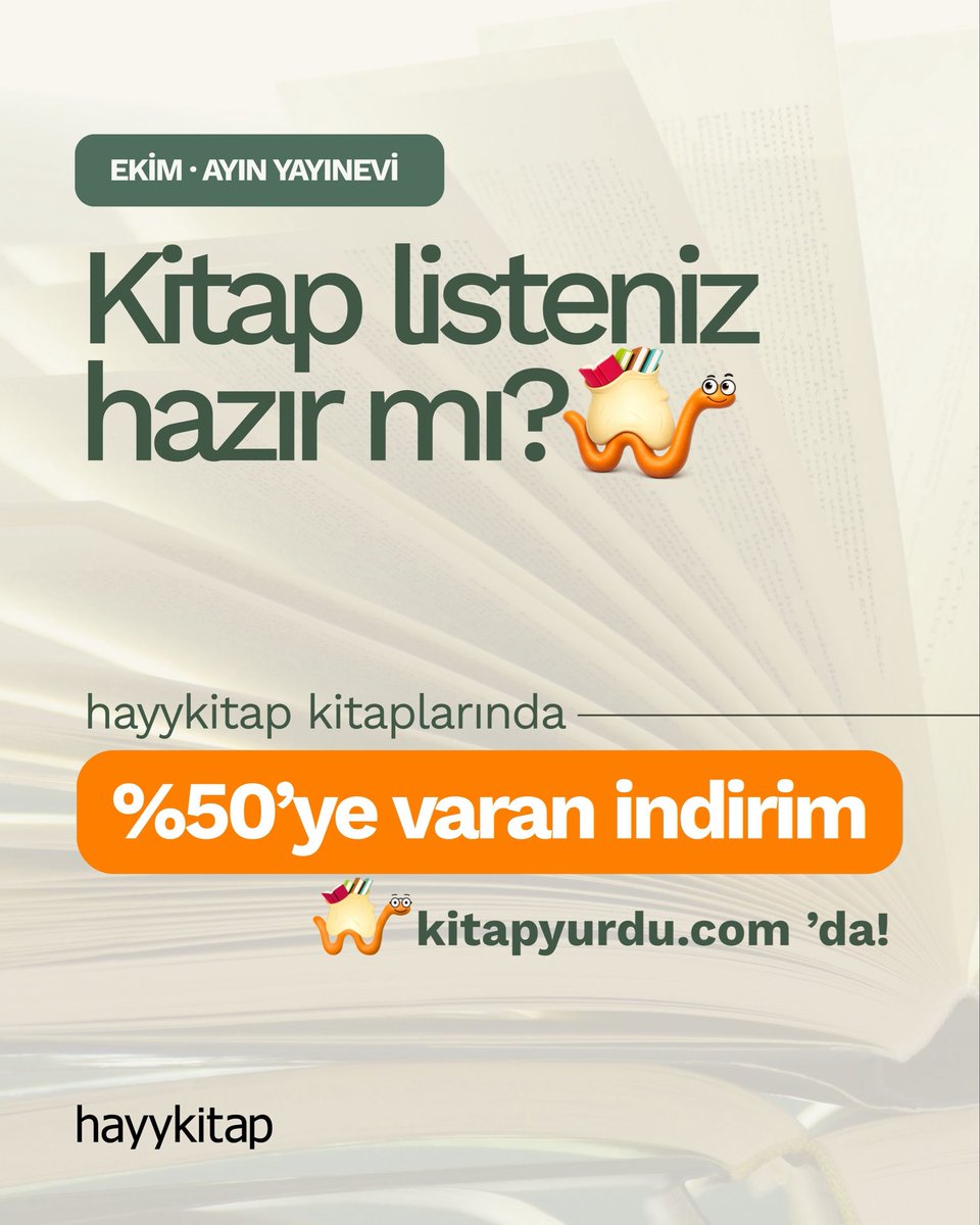 hayykitap's tweet photo. Yeni kitaplar keşfetmek, uzun zamandır listenizde olanlara yer açmak için fırsatı kaçırmayın.
hayykitap kitaplarında %50’ye varan indirim https://t.co/ZVPpZ0APRb’da sizi bekliyor.
#hayykitap #kitapyurdu #KitaplarSeniBekliyor #KitapÖnerileri #Kitapİndirimi https://t.co/PxGuuHx8xc