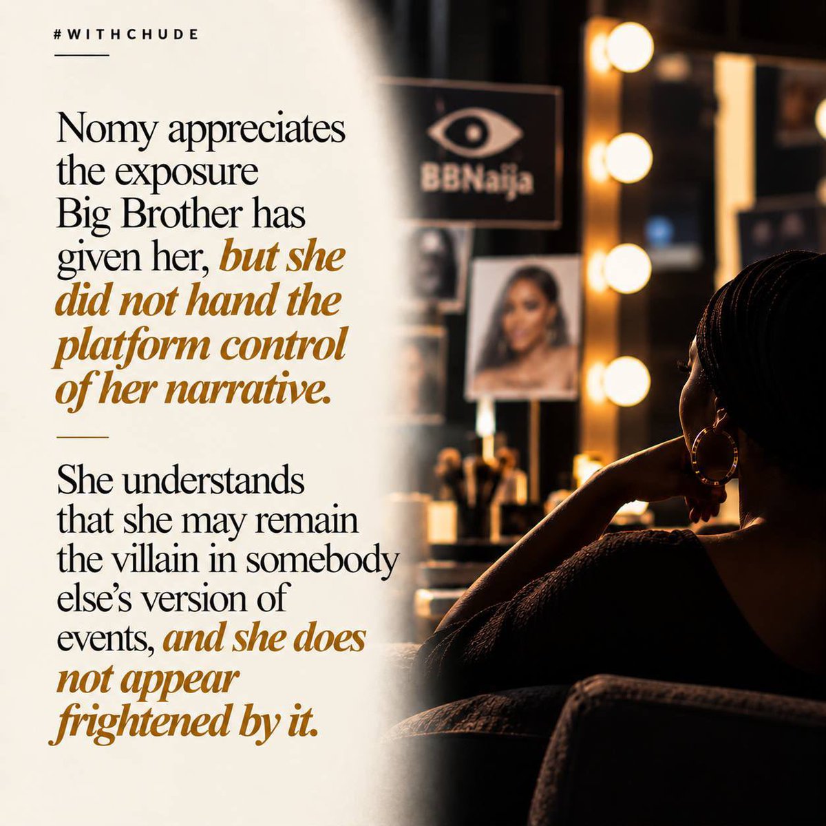 Chude's tweet photo. She doesn’t know Peller. She doesn’t agree with Big Brother. Nomy chose to tell her story on one show: mine. She reminded me that we remain worthy of love, even when rejected. Read full piece on Substack: https://t.co/xo1cGnNoox https://t.co/NXH3Myxztg
