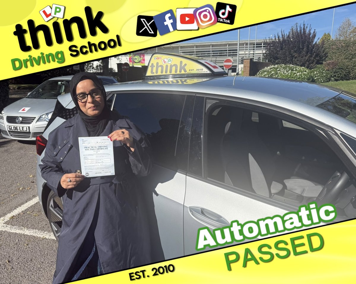 thinkdriving's tweet photo. WELL DONE to Sajeela from #Bordon who passed her AUTOMATIC #drivingtest today after lessons with Doug @ https://t.co/frH1f5UHM4.

If you’re looking to book some manual or automatic lessons get in touch now!

🚗 Congratulations again &amp; safe driving! 🎉 https://t.co/CLfXtcmH0g