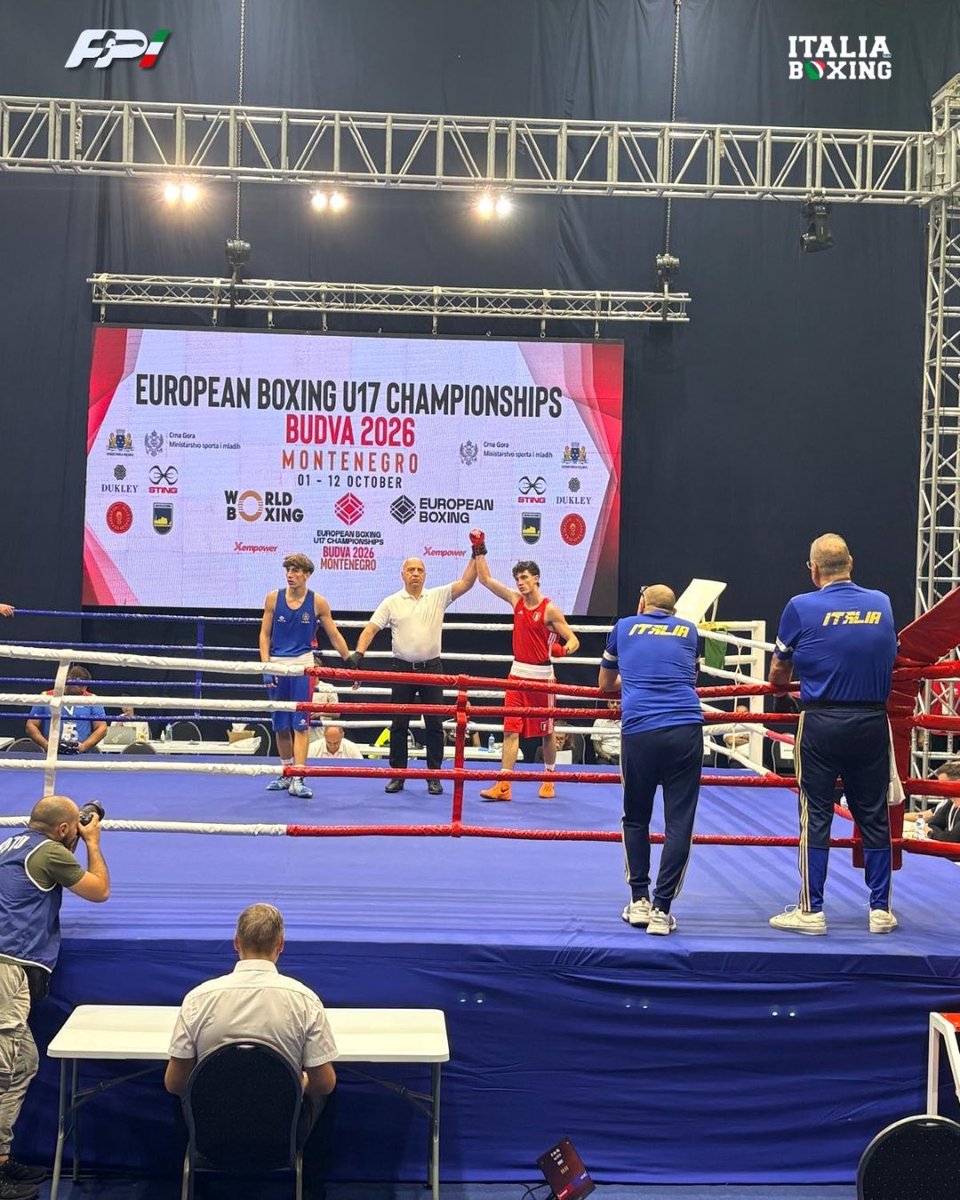 FPIBoxe's tweet photo. 🥊🏆 🇪🇺 European Boxing Championships U17 2026
🏟️ Buvda 🇲🇪 1-12 Ottobre
🥊 Itaboxing Match day 3 | 5/10
🥊 il nostro 63 Kg Valentino Risoluti (5-0 vs Zamoz 🇲🇩) stacca il Pass per gli 8º
🥊🔥🇮🇹 Forza Italia Boxing Team
#Itaboxing #Boxe #Boxeo #Pugilato #Boxing https://t.co/Yz8Lf6KeKW
