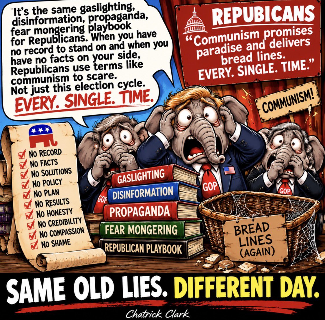 ChatrickClark's tweet photo. @HouseGOP @HouseGOP = The same old gaslighting rhetoric from the same traitors who openly support a convicted felon, child predator, sexual abuser, and grifter President. #AssClowns https://t.co/kkSGYXcT23