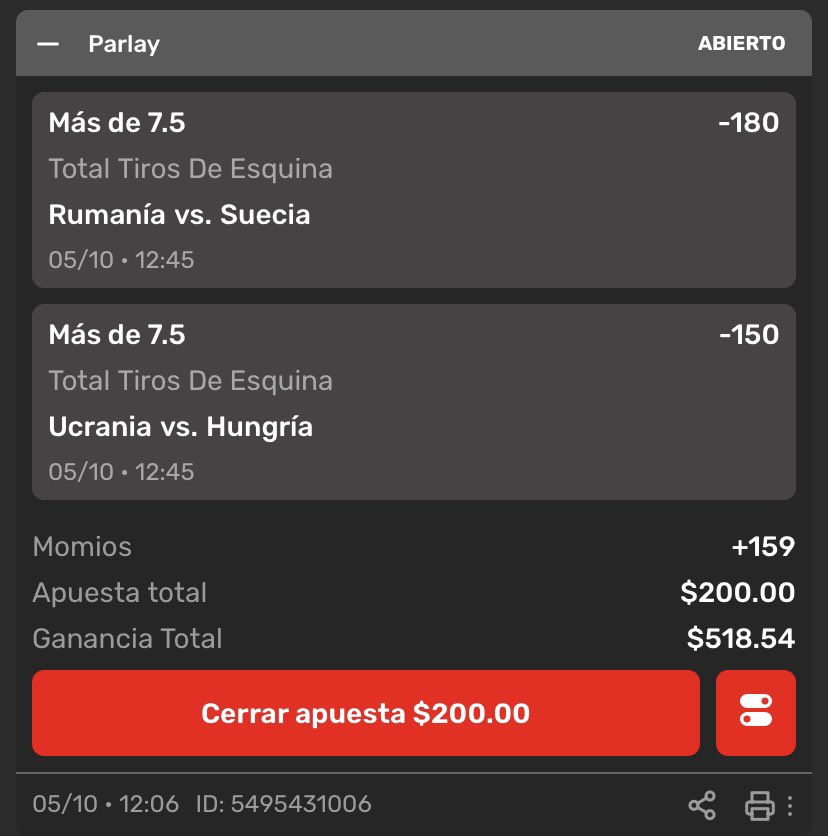 CodePicksMx's tweet photo. 🎯 PARLAY DE CÓRNERS 🎯
Dos líneas que me gustan para buscar otro 🟢 en CodePicks.
¿VERDE 🟢 O ROJA 🔴?
#CodePicks #NationsLeague https://t.co/e5pcirAnIg