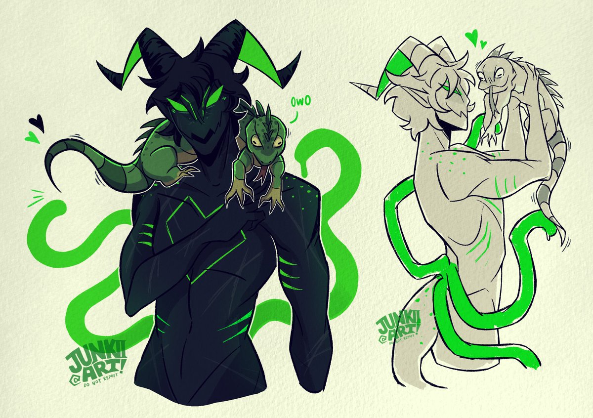 junkiiart's tweet photo. I had to draw his monster form with the Iguana... 🥲❤️‍🩹

#tfc #thefreakcircus #thefreakcircusharlequin https://t.co/Pk7MLh7IWu