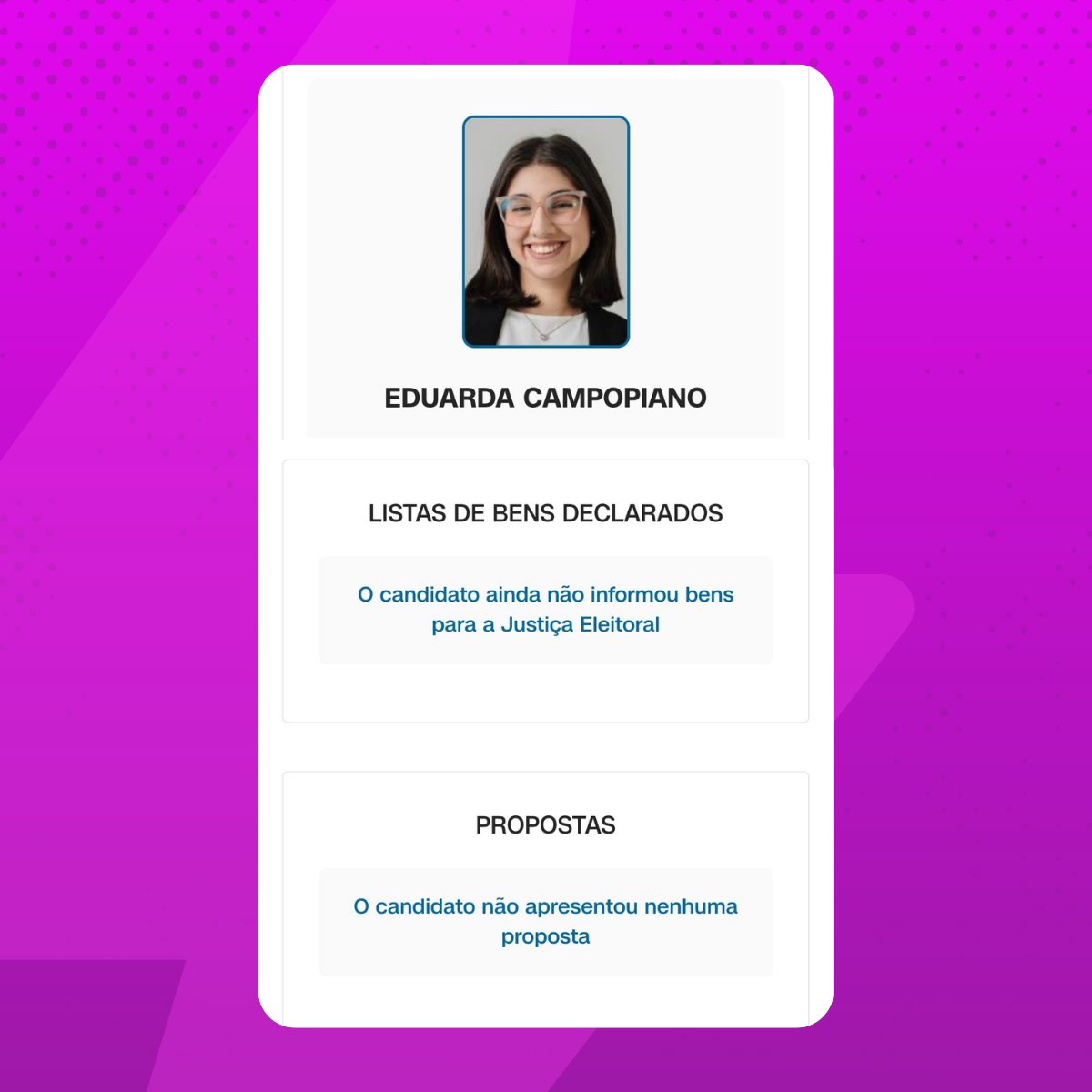 poptime's tweet photo. Eduarda Campopiano (PL), eleita deputada estadual por São Paulo com 1.9 MILHÃO de votos, não apresentou NENHUMA proposta para seu mandato de 4 anos. https://t.co/qDPJQvH1qm