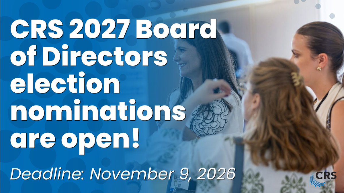 CRSScience's tweet photo. Attention Members: CRS is soliciting nominations for upcoming vacancies for the 2027 Board of Directors. Please visit: https://t.co/BCkXvflUpv to view vacancies and  complete your submission. https://t.co/mdeqzf3aPR