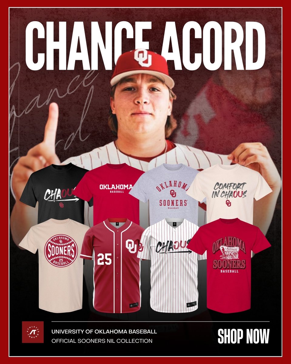 OUThreads_NIL's tweet photo. ⚾️ Show up for Chance Acord!

Get your hands on his official Sooners NIL collection and rep #25 all season long. 🔥

🛒 Shop Chance’s collection: https://t.co/tqd0zMuDzV
#BoomerSooner #OklahomaBaseball #Sooners #NILCollection #AthletesThread

📸 ou_baseball

with @Chanceacord https://t.co/KYPQWc692J