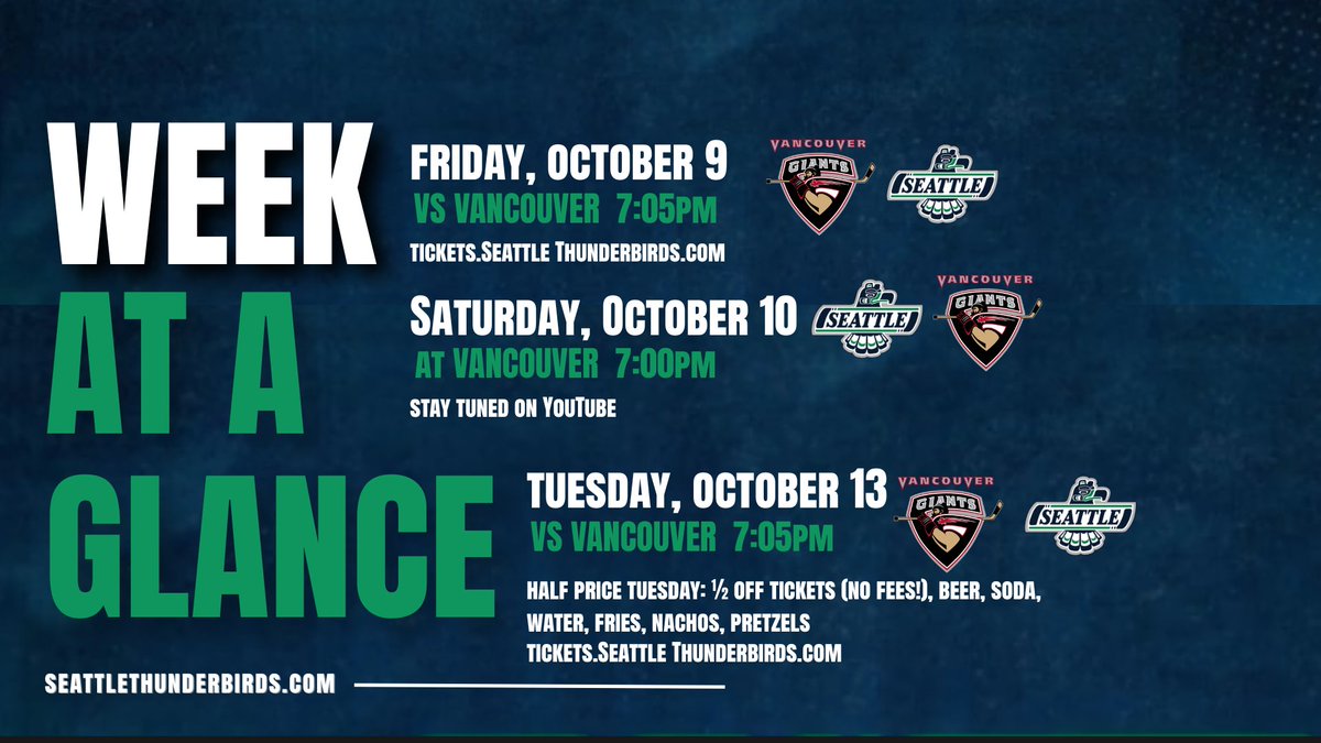 SeattleTbirds's tweet photo. Friday ➡️ Saturday➡️ Tuesday
Vancouver. Vancouver. And... Vancouver

🎟️ https://t.co/5GZhXdcHc8
📺 https://t.co/11yfSLtyku https://t.co/ckHqRi8kkC