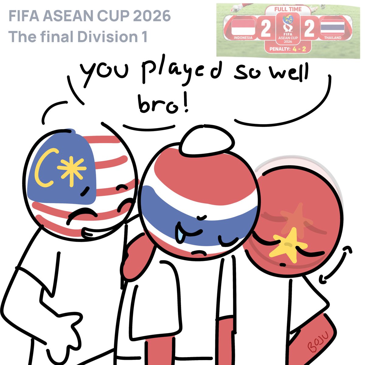 Boju3006's tweet photo. FIFA ASEAN CUP 2026
Congratulations to Indonesia and Hongkong 🥳🥳🎉🎉 #indonesia #hongkong #fifaaseancup #countryhumans #football https://t.co/5ogSP4MKmX