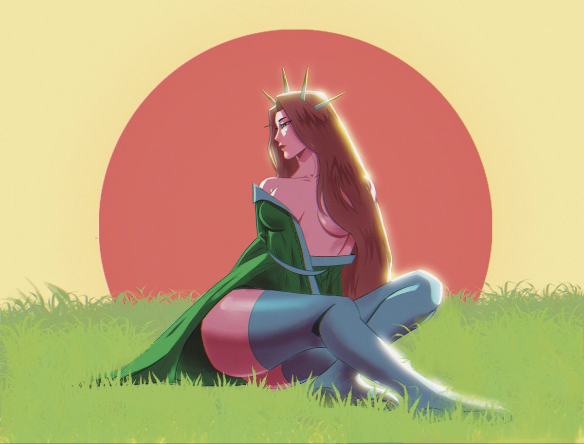 Solmere6's tweet photo. Maiden in the Sunset - made on procreate #illustration #digitalart https://t.co/4inEMSzHPw
