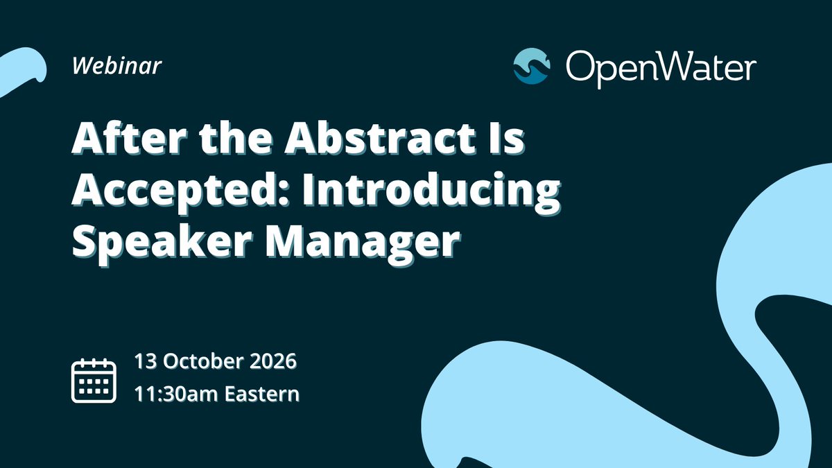 GetOpenWater's tweet photo. Abstract accepted. Now the real work starts. Chasing bios, headshots, and AV forms from every speaker. Speaker Manager handles that.

Join our free webinar to see how: https://t.co/Ev1jb4fQoZ

#AssociationManagement #AbstractManagement #OpenWater https://t.co/x5j7Jj32lc