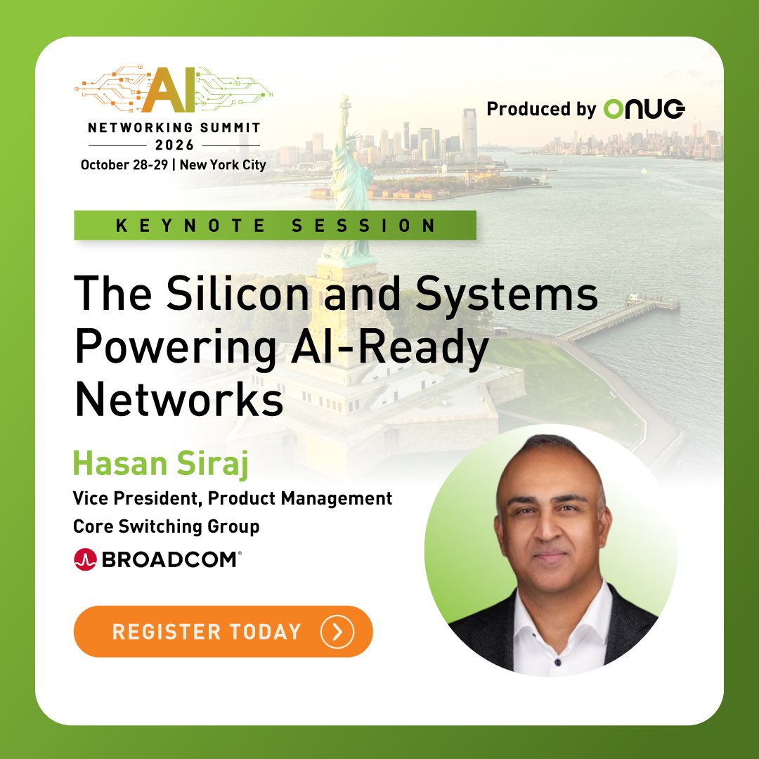NetOpsByBRCM's tweet photo. AI-ready networks start with the right foundation.
Join Broadcom’s @Hasan Siraj at @ONUG’s AI Networking Summit 2026 in NYC, Oct. 28–29, to explore the silicon and systems powering AI-ready networks.
Register: https://t.co/PgvXPRuR9I https://t.co/FkCsCNbu3I