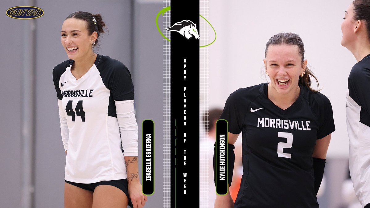 MSCMustangs's tweet photo. Eskierka, Hutchinson sweep SUNYAC SPRY Players of the Week for volleyball ... Read more at https://t.co/eiY9HEFTRU #RunAsOne #LetsGOMustangs @morrisville_womens_volleyball https://t.co/jjebRljfr7