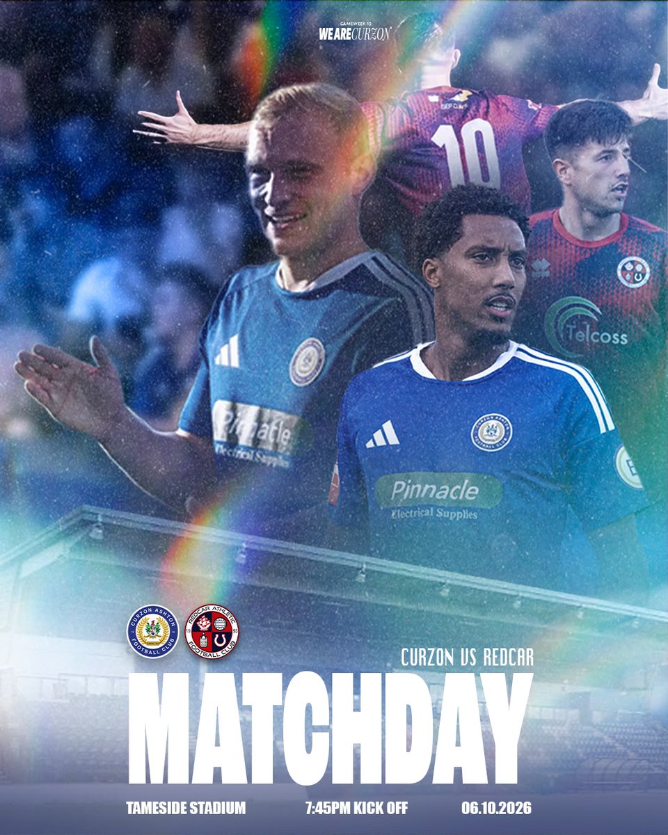 CurzonAshton's tweet photo. ⚽️ It's Match Day

🆚 @redcarathleticf 
⌚️7:45pm Kick Off
📍Tameside Stadium

#BackTheNash | #TheNextStepTogether https://t.co/w3Cf3iyuia