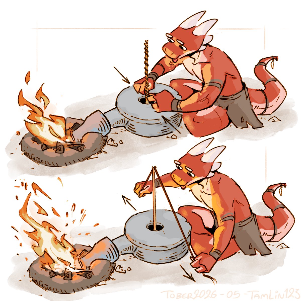 TamLin123_'s tweet photo. kobold forging some iron (he's locked in)
#tober2026 - 05 https://t.co/uHMjqMe3RR