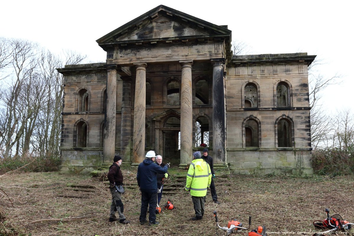 Novocastria2020's tweet photo. The mausoleum is currently being managed as a 'controlled ruin', as it is too far gone &amp; too vulnerable to consider restoration. There was some preservation &amp; stabilisation work carried out 2020, to prevent further decay, together with renewal of 4 or 5 defective cornice stones. https://t.co/qeoMzPnLUw