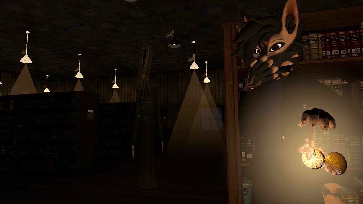 Adam_Mario1's tweet photo. Just tried to find a good book to read but then the librarian wanted me gone…💜
#furry #furryvrchat #books #Libarey #horror #scary #lantern https://t.co/Olw85jV3W1