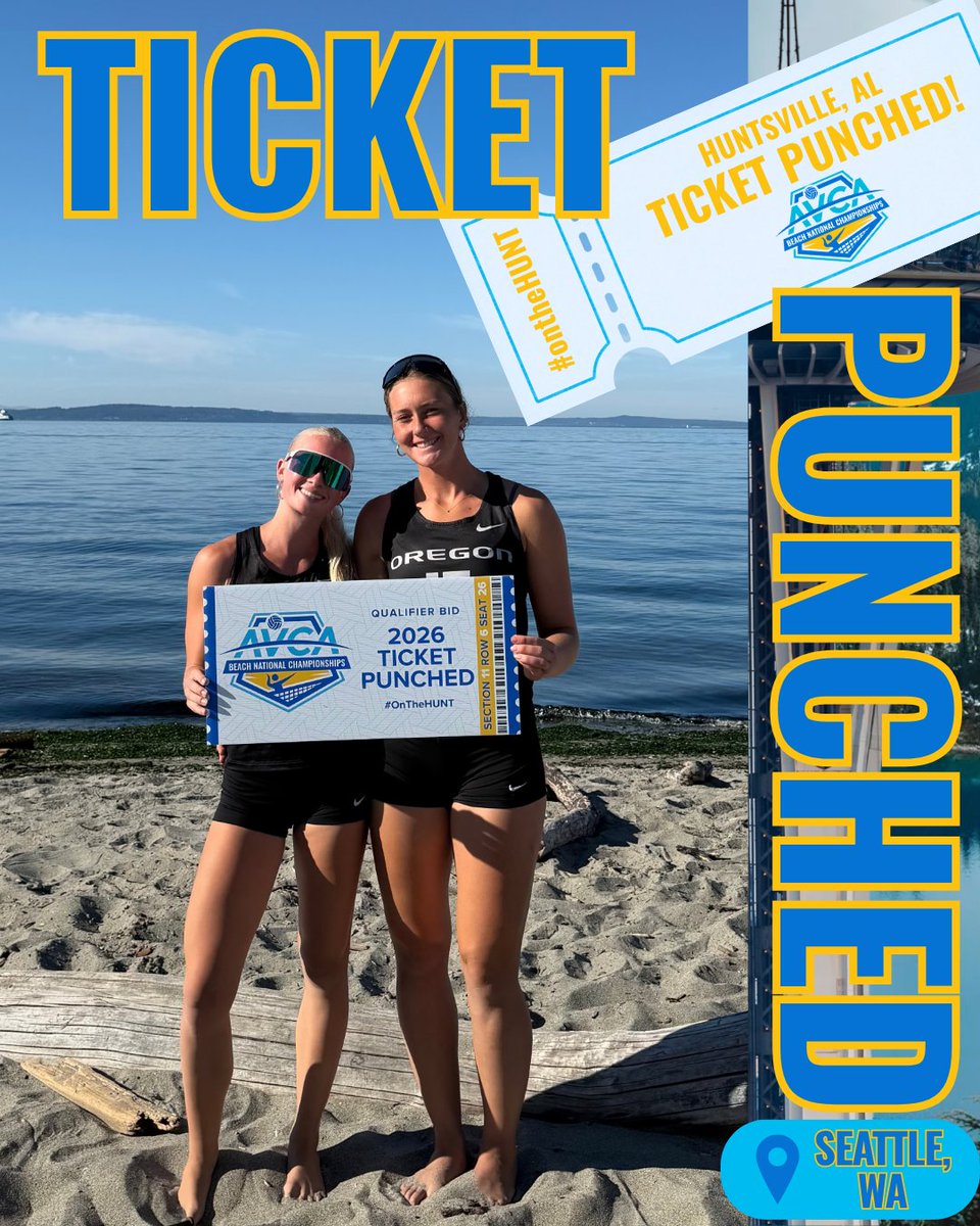 oregonbvb's tweet photo. History Made.

Congratulations to Bella Gamache and Elsa Snipes for being the FIRST EVER pair at Oregon to earn a bid for the ACVA Pairs National Championship in Huntsville, Ala. They finished 3rd overall in the West Bid Tournament in Alki Beach this past weekend. See you soon, Huntsville.

#GoDucks @AVCAVolleyball