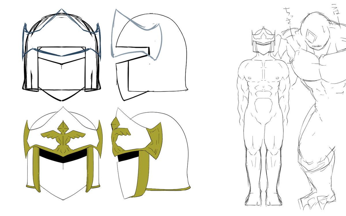 O_G_Pix's tweet photo. ブレンダーで遊ぶ用に騎士団長の設計図作ったりもしてたんだが、描いた方が早えが最終的に勝つし、なんならボディの方が実用的なんだけどそれならクリスタでええなって・・ https://t.co/txFARbuhv0
