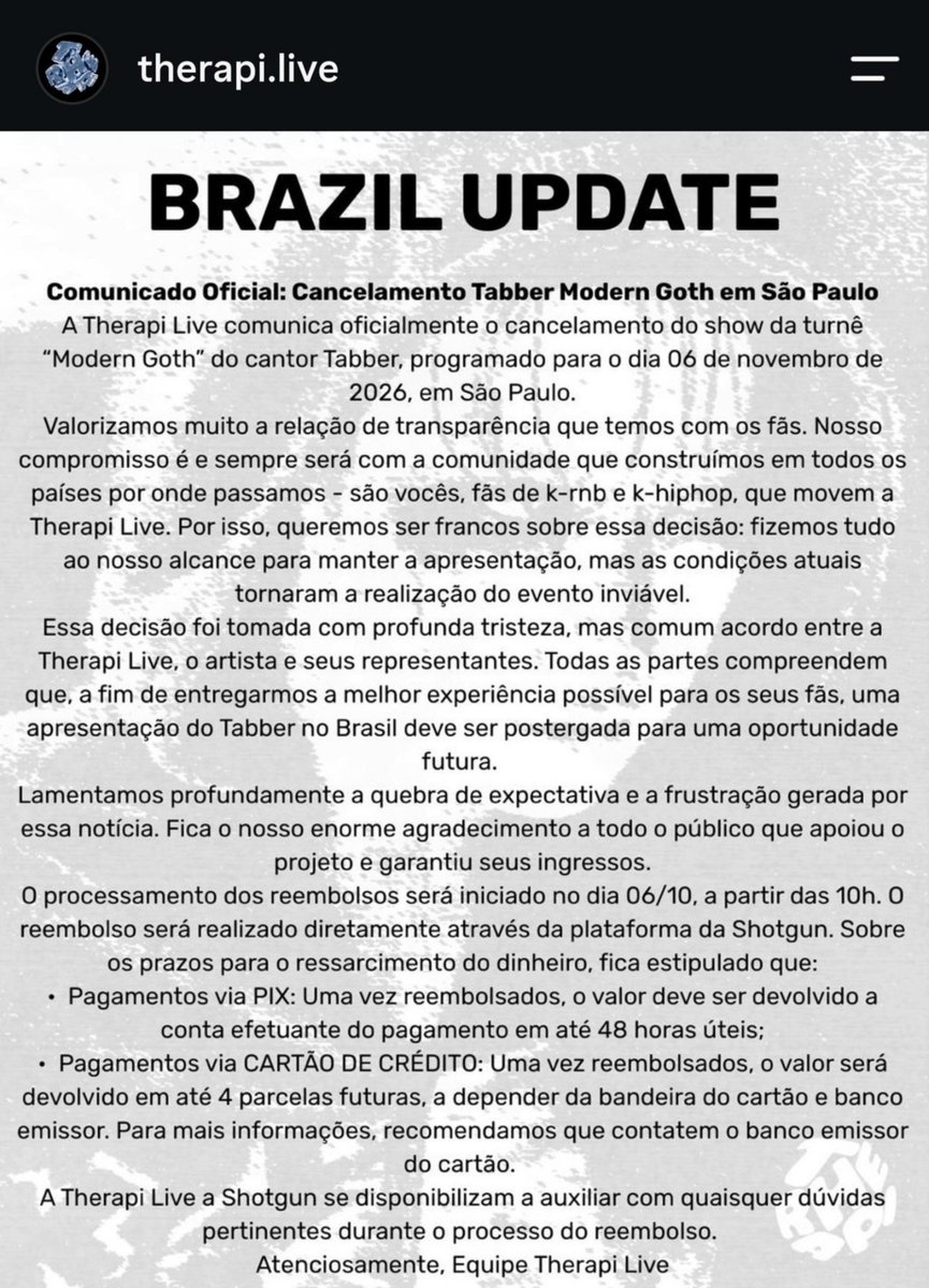 updatetabberbr's tweet photo. Estava pronto o post do resultado do handbanner, mas infelizmente estou voltando com essa triste notícia de que o show foi cancelado.

TRISTE! porém, com a falta de divulgação do show era de se esperar esse caminho. Espero que ele possa voltar futuramente com mais organização. 💔 https://t.co/cGlqhojIWC
