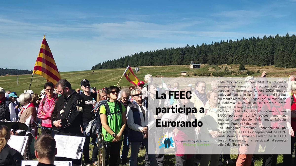 FEEC_cat's tweet photo. La #FEEC participa de la trobada d'Eurorando 🇪🇺 @ERA_EWV_FERP 

El president de la FEEC, Jordi Merino, ha encapçalat la delegació catalana a la trobada senderista europea a la República Txeca 🇨🇿. 

🔗 https://t.co/yyXPAvtczk

#sentlamuntanya #sommuntanya #sendersfeec https://t.co/FqIiWdrhko
