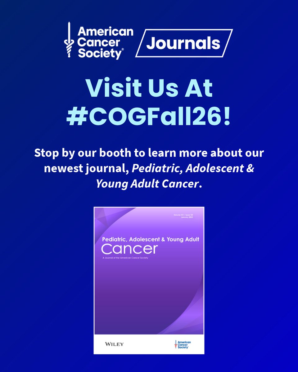 PedAYAJournal's tweet photo. The 2026 @COGorg Fall Meeting begins tomorrow!
Attending #COGFall26? Stop by our booth to learn more about @PedAYAJournal and how you can be part of the journal’s growing community of authors, reviewers, and readers.
See you in Chicago! 💜
#PedOnc #AYACancer https://t.co/hGQ5uM3s7v