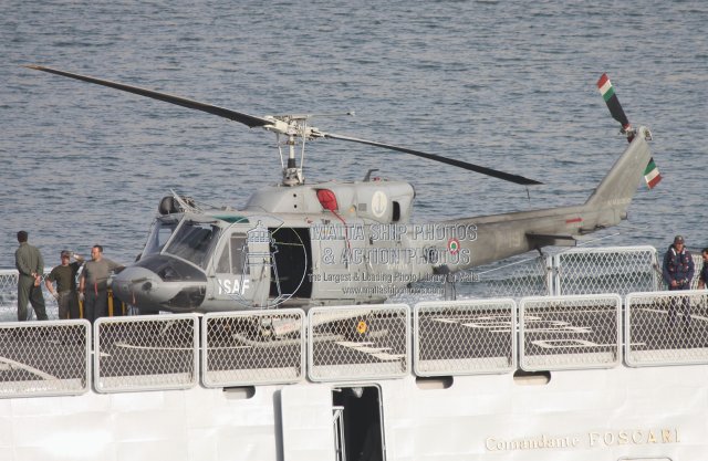 Shipguru's tweet photo. #marinamilitareitaliana #AB212ASW #helicopter with reg as MM80950 coded 7-19 with #ISAF titles whilst #embarked aboard ITS COMANDANTE FOSCARI P 493 at #grandharbourmalta  - 18.06.2010 - https://t.co/uAH1qB1RZf - NO PHOTOS can be used or manipulated without our permission https://t.co/IgsESBykWA