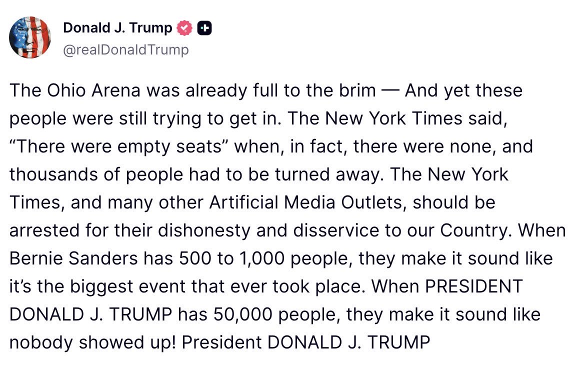 CTFitzpatrick's tweet photo. The President of the United States is explicitly saying that reporters who say things he doesn’t like should be arrested. We must not become numb to the unprecedented assault on free speech from the man who is supposed to be the leader of the “free” world. https://t.co/8sJOmOkHFC