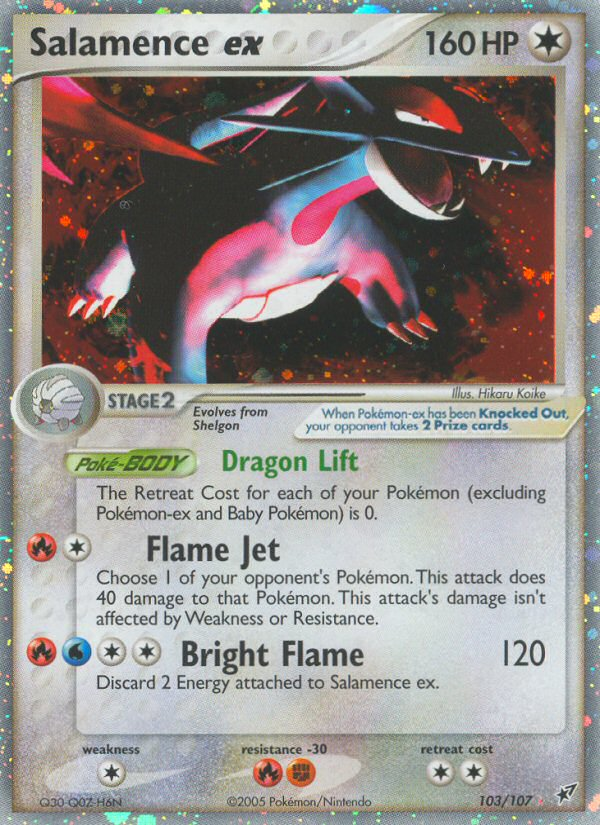 pokedigs's tweet photo. Salamence ex. EX Deoxys, 103/107. Illus. Hikaru Koike. 2005.

Flygon ex. EX Legend Maker, 87/92. Illus. Ryo Ueda. 2006. https://t.co/kCWIXfwDta