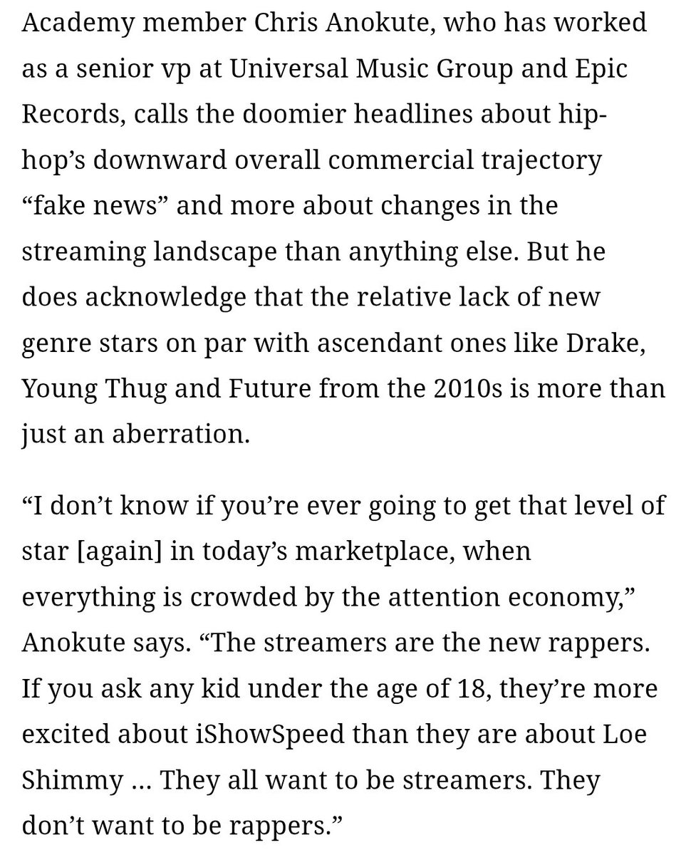 Mumu1626364656's tweet photo. "But while Morales agrees that hip-hop remains atop the cultural heap when it comes to popular music, he's less worried about the implications of a potential shutout in the general categories, seeing this as more of a "transitional" period for the genre." https://t.co/Hg1C3D8P1W