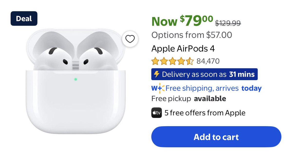 DealsWithJack's tweet photo. 🔥 🔥 $79 Apple AirPods! 
Regularly $129.99

Get them for Christmas before the price goes back up!

https://t.co/aM7Q6MmiqI https://t.co/nvOMWuAqTO