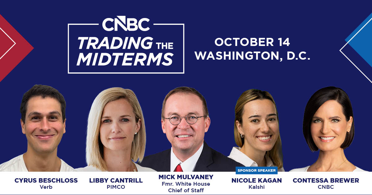 cnbcevents's tweet photo. NEXT WEEK: It's the #TradingTheMidterms event! Ahead of the 2026 midterm elections, we'll convene leading experts to examine why political risk remains one of the market’s biggest blind spots &amp; how investors should position themselves.

JOIN US in D.C.: https://t.co/tQMmRTiaYa https://t.co/wIc49fWg74
