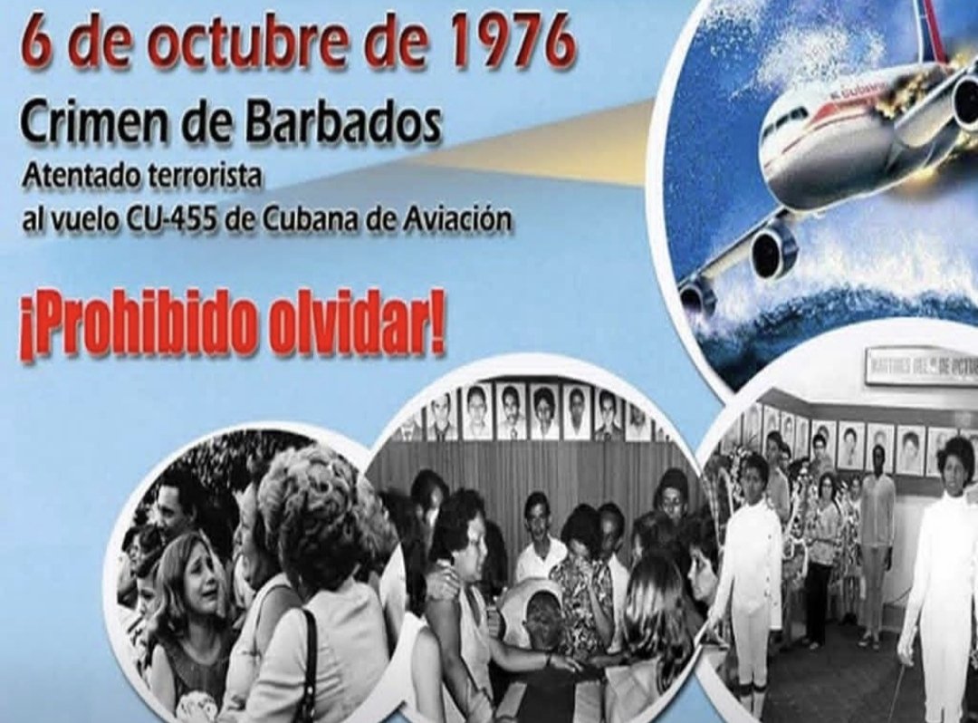 milian_mileydi's tweet photo. 50 Aniversario del crimen de Barbados. Los q planearon y ejecutaron la masacre murieron de viejos en EU. "Pusimos la bomba y que?". Clamaron a viva voz en el país q nos acusa de terroristas. HIPOCRITAS.
"Cuando un pueblo, enérgico y viril llora la injusticia tiembla". #Fidel https://t.co/k7lCSU28qb