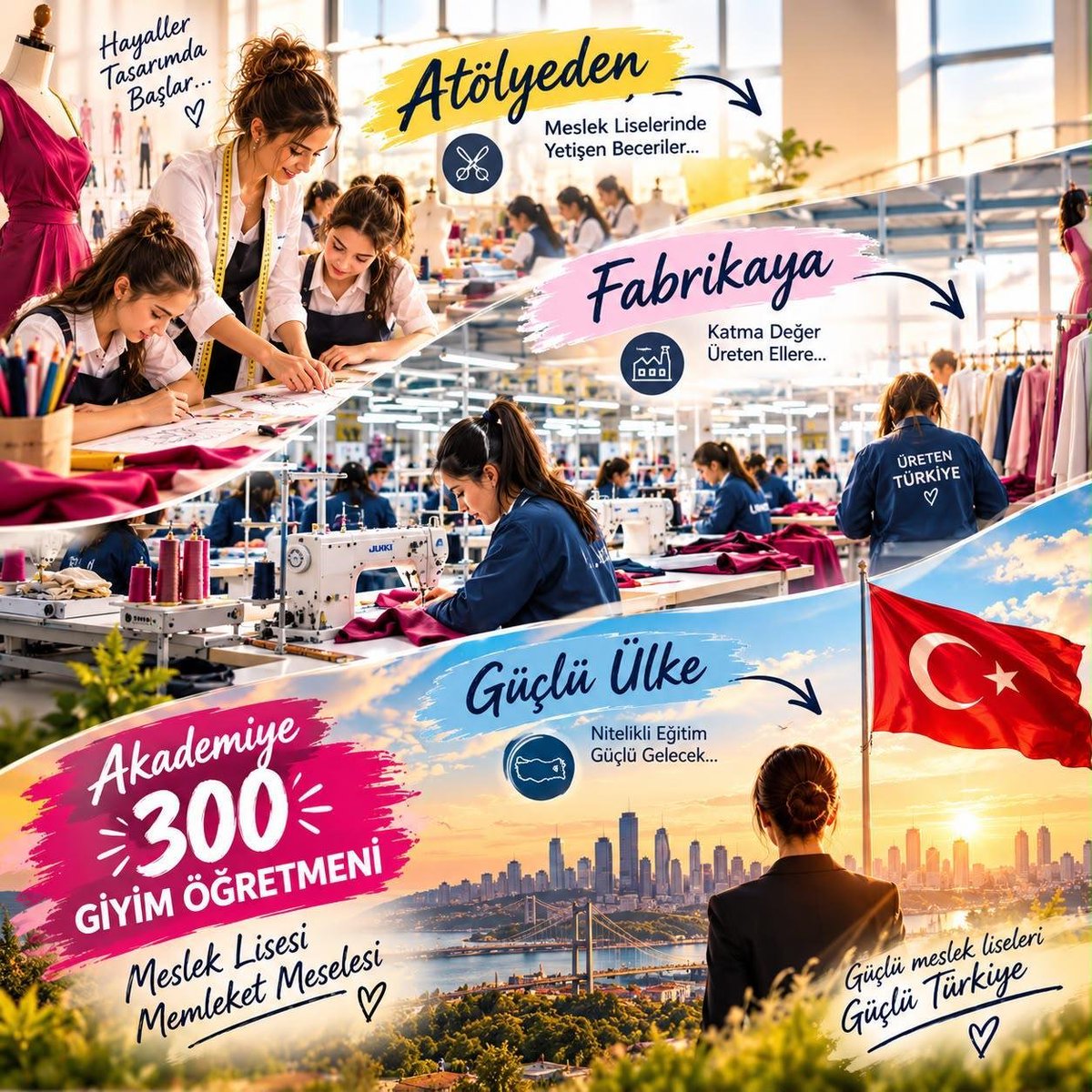 Seymagiyim's tweet photo. Geleceğin İhracat Yıldızları Atölyelerde Yetişiyor
Türkiye’nin lokomotif sektörlerinden olan hazirgiymde nitelikli iş gücü, kaliteli bir mesleki eğitimle mümkündür. Türkiye Yüzyılı Maarif Modeli hedefleri doğrultusunda genç yetenekleri yetiştirmek için #Akademiye300giyimöğretmeni https://t.co/Lupn4KweSe
